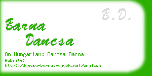 barna dancsa business card